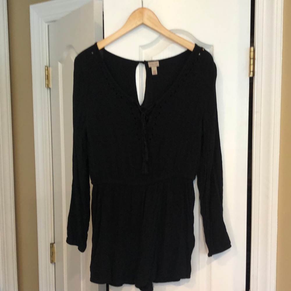 Womens black long sleeve, shorts romper size medium